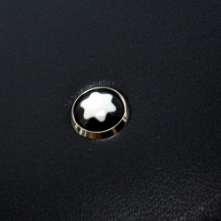 Pre Owned Montblanc Sartorial Black Leather Silver Tone 113238 Key Fob