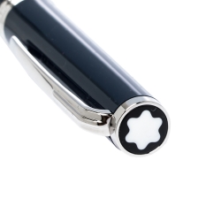 Pre Owned Montblanc Navy Blue Resin Platinum Finish Ballpoint Pen 