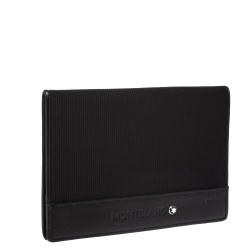 Pre Owned Montblanc Black Fabric and Leather Nightflight Passport Holder