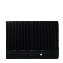 Pre Owned Montblanc Black Fabric and Leather Nightflight Passport Holder