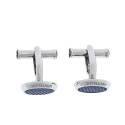Pre Owned Montblanc Meisterstück Blue Grid Silver Tone Cufflinks