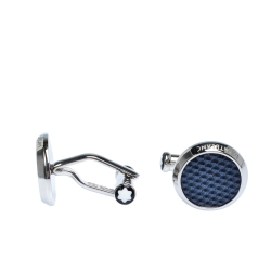 Pre Owned Montblanc Meisterstück Blue Grid Silver Tone Cufflinks