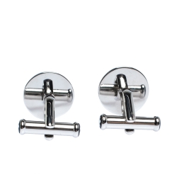 Pre Owned Montblanc Meisterstück Blue Grid Silver Tone Cufflinks