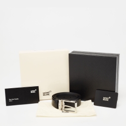 Montblanc Black Leather Cut to Size Buckle Belt