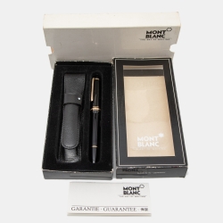 Pre Owned Montblanc Meisterstück Black Resin Gold Tone Fountain Pen, 14K Gold Nib