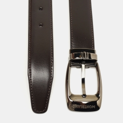 Pre Owned Montblanc Dark Brown Leather Buckle Belt 110CM