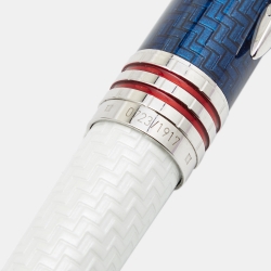 Pre Owned Montblanc John F. Kennedy Limited Edition 1917 Blue/White Lacquer Platinum Ballpoint Pen