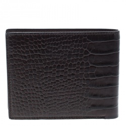 Montblanc Dark Brown Croc Embossed Leather Miesterstuck Bifold Wallet