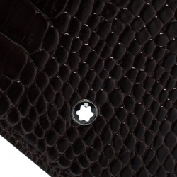 Montblanc Dark Brown Croc Embossed Leather Miesterstuck Bifold Wallet