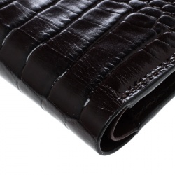 Montblanc Dark Brown Croc Embossed Leather Miesterstuck Bifold Wallet
