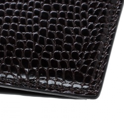 Montblanc Dark Brown Croc Embossed Leather Miesterstuck Bifold Wallet