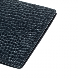 Pre Owned Montblanc Aquamarine Croc Embossed Leather Miesterstuck Bifold Wallet