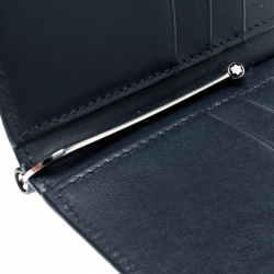 Pre Owned Montblanc Aquamarine Croc Embossed Leather Miesterstuck Bifold Wallet