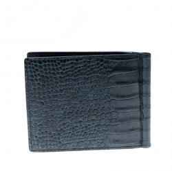 Pre Owned Montblanc Aquamarine Croc Embossed Leather Miesterstuck Bifold Wallet