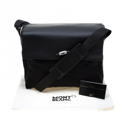 Mont Blanc Black Nylon and Leather NightFlight Messenger Bag