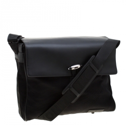 Mont Blanc Black Nylon and Leather NightFlight Messenger Bag