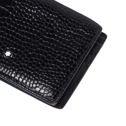 Montblanc Black Crocodile Embossed Leather Bifold Wallet 9CC