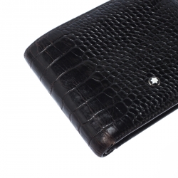 Montblanc Black Crocodile Embossed Leather Bifold Wallet 9CC