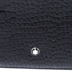 Montblanc Black Crocodile Embossed Leather Bifold Wallet 9CC