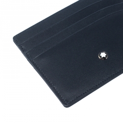 Pre Owned Montblanc Navy Blue Leather Meisterstuck Card Holder 6CC