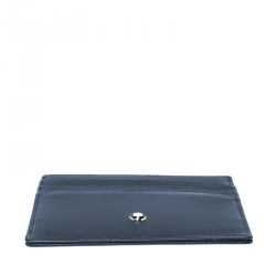 Pre Owned Montblanc Navy Blue Leather Meisterstuck Card Holder 6CC