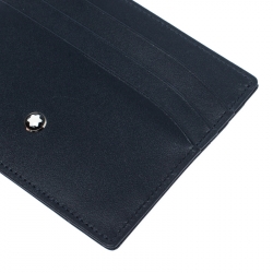 Pre Owned Montblanc Navy Blue Leather Meisterstuck Card Holder 6CC