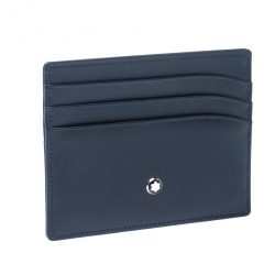 Pre Owned Montblanc Navy Blue Leather Meisterstuck Card Holder 6CC