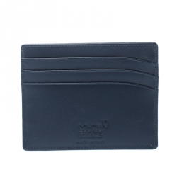 Pre Owned Montblanc Navy Blue Leather Meisterstuck Card Holder 6CC