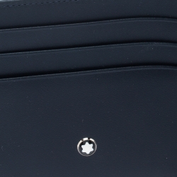 Pre Owned Montblanc Navy Blue Leather Meisterstuck Card Holder 6CC