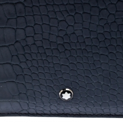 Pre Owned Montblanc Blue Croc Embossed Leather Meisterstuck Bifold Wallet