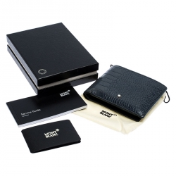 Pre Owned Montblanc Blue Croc Embossed Leather Meisterstuck Bifold Wallet