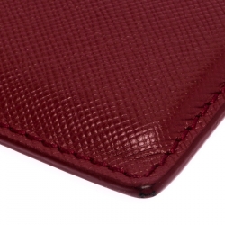 Pre Owned Montblanc Red Leather Meisterstuck Card Holder 6CC