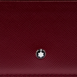 Pre Owned Montblanc Red Leather Meisterstuck Card Holder 6CC
