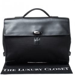 Pre Owned Montblanc Black Leather and Nylon Briefcase