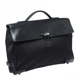 Pre Owned Montblanc Black Leather and Nylon Briefcase