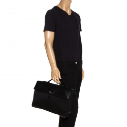 Pre Owned Montblanc Black Leather and Nylon Briefcase