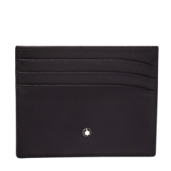 Pre Owned Montblanc Dark Purple Leather Meisterstuck Card Holder 6CC
