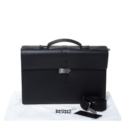 Montblanc Black Leather 4810 Westside Single Gusset Briefcase 