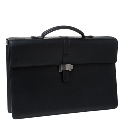 Montblanc Black Leather 4810 Westside Single Gusset Briefcase 