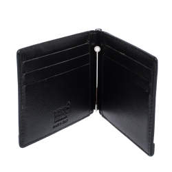 Pre Owned Montblanc Black Signature Coated Canvas and Leather Money Clip Card Holder
