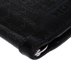Pre Owned Montblanc Black Signature Coated Canvas and Leather Money Clip Card Holder