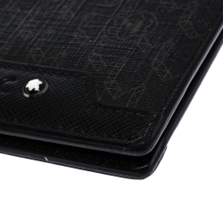 Pre Owned Montblanc Black Signature Coated Canvas and Leather Money Clip Card Holder