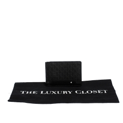 Pre Owned Montblanc Black Signature Coated Canvas and Leather Money Clip Card Holder