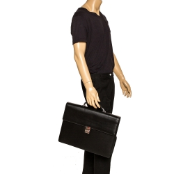 Montblanc Black Leather Meisterstück Double Gusset Briefcase