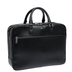 Montblanc Black Leather Sartorial Double Zip Briefcase