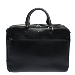 Montblanc Black Leather Sartorial Double Zip Briefcase