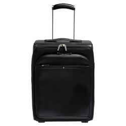 Pre Owned Montblanc Black Leather Nightflight On Board Luggage