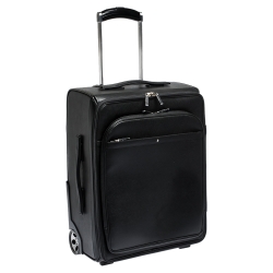 Pre Owned Montblanc Black Leather Nightflight On Board Luggage
