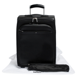 Pre Owned Montblanc Black Leather Nightflight On Board Luggage