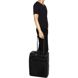 Pre Owned Montblanc Black Leather Nightflight On Board Luggage